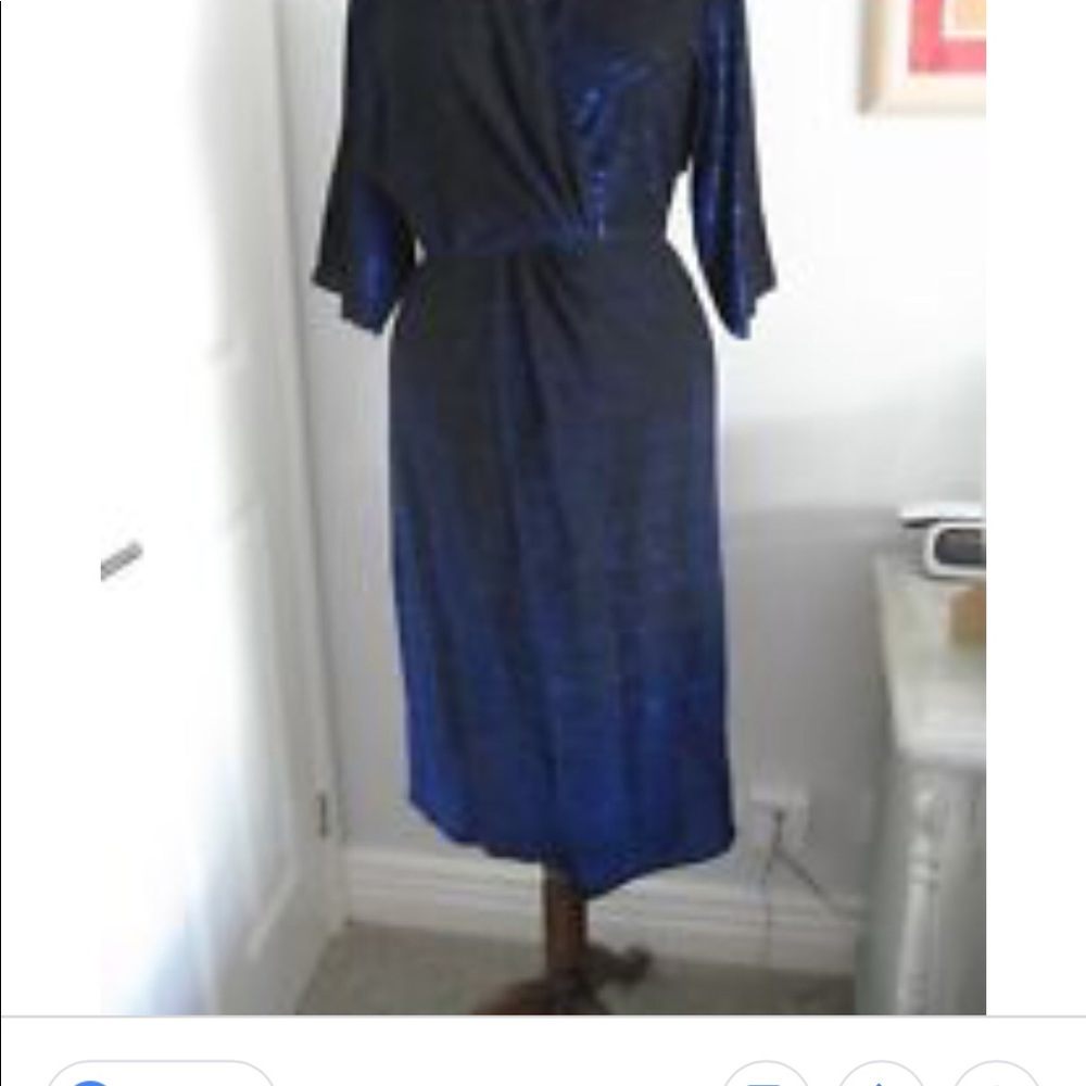 Zara metallic blue dress V neck size S - Picture 4 of 7